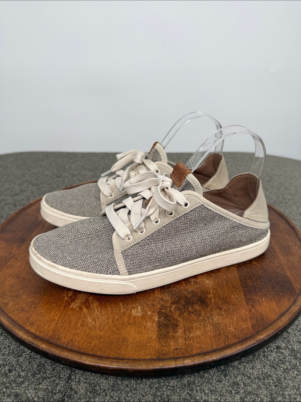 Olukai Shoes Wm 9 Pehuea Li Casual Low Canvas Sneakers Slip On Mule Beige Lace